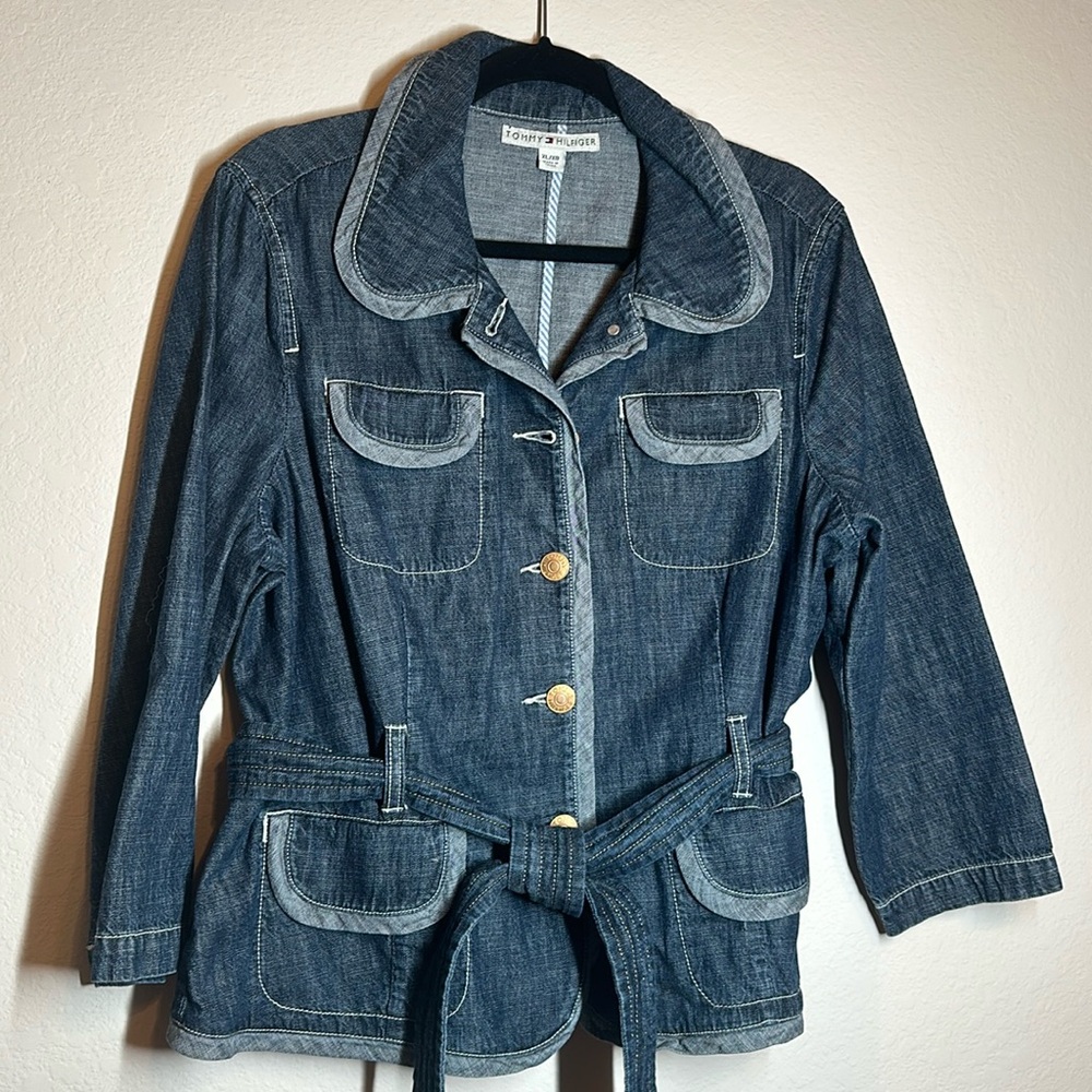 Cute front pocket mixed Denim blazer  jacket